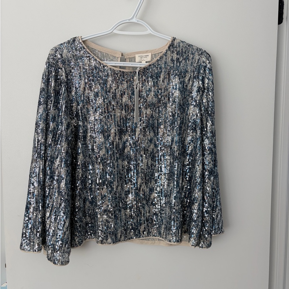 Gentle Fawn Silver Sequin Blouse